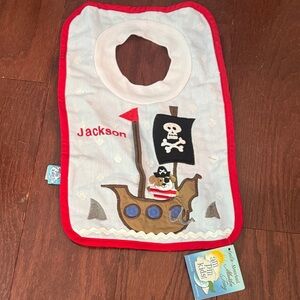 Pirate Ship Kids Bib - Red and White